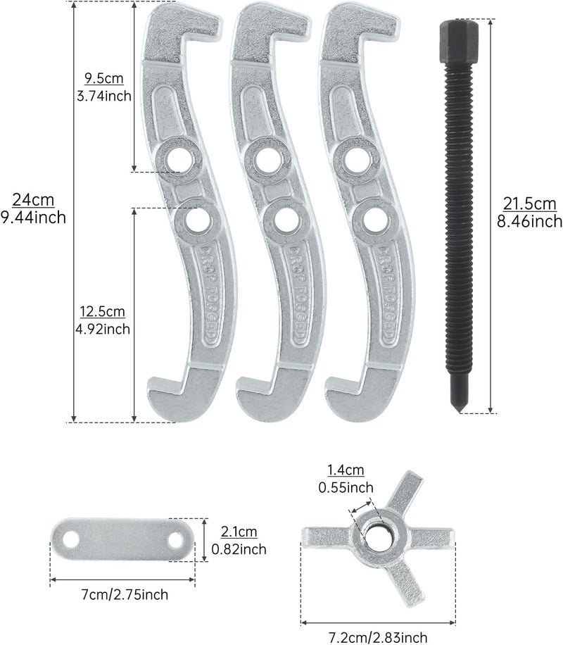 ChgImposs 8 Inch 3-Jaw Gear Puller, 2 Jaw 3 Jaw Puller for Pulley Gears Bearings and Flywheels, Heavy Duty Pulley Puller with Reversible Jaws, High Carbon Steel Removal Tool Bearing Puller Tool - Image 2
